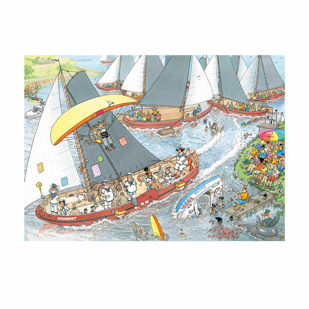 Jumbo Spiele Jan van Haasteren Der Käsemarkt & Die Segelregatta, Comic Puzzle, Erwachsenenpuzzle, 2 x 1000 Teile, 1110100037