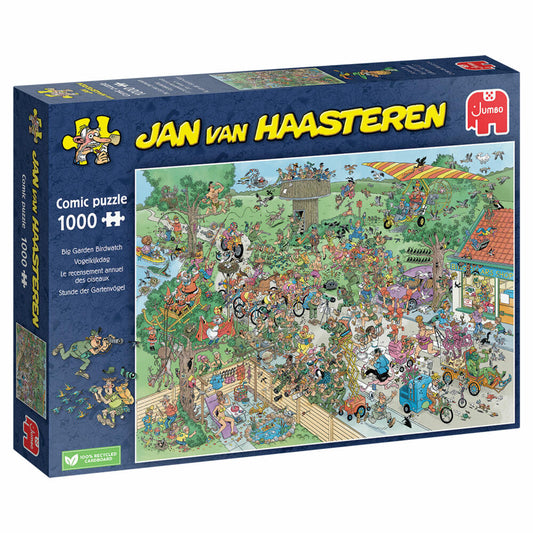 Jumbo Spiele Jan van Haasteren Stunde der Gartenvögel, Comic Puzzle, Erwachsenenpuzzle, 1000 Teile, 1110100318