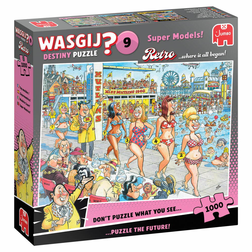 Jumbo Spiele Wasgij Retro Destiny 9 Super Models, Puzzle, Erwachsenenpuzzle, 1000 Teile, 1110100503