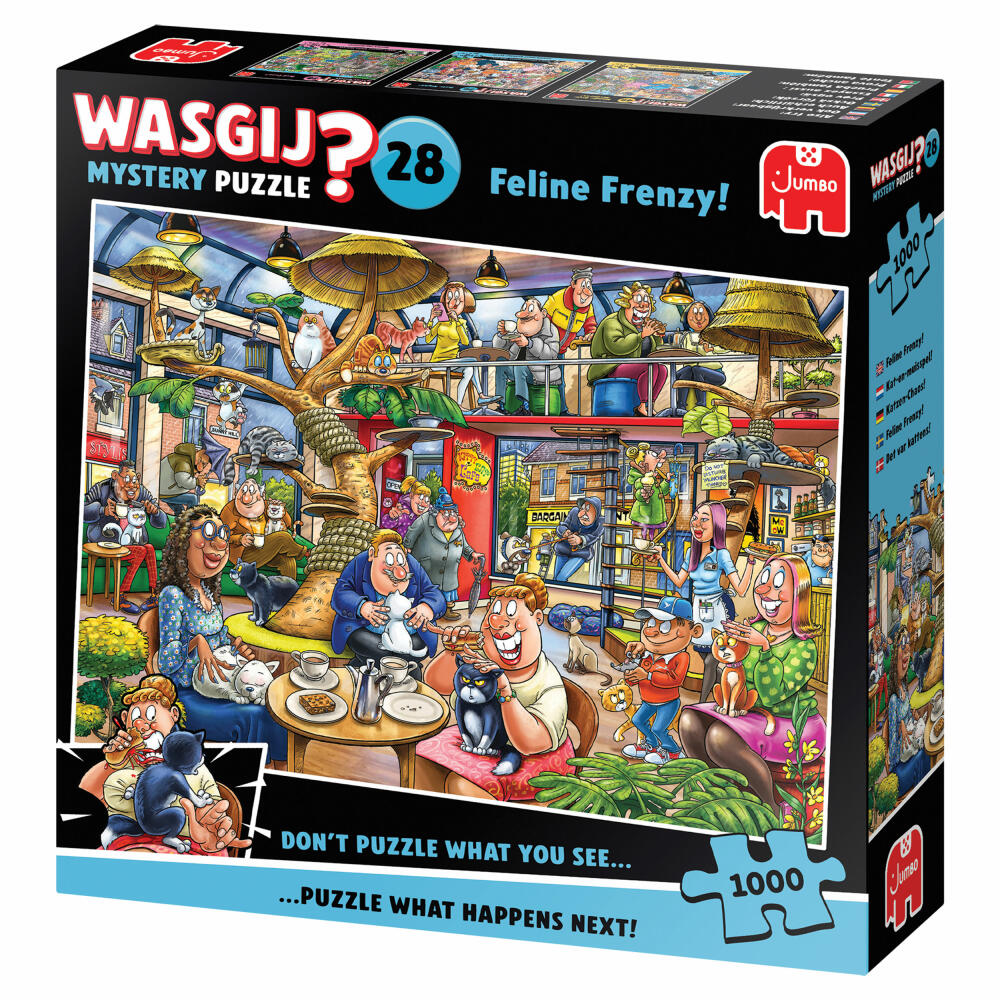 Jumbo Spiele Wasgij Mystery 28 Feline Frenzy, Puzzle, Erwachsenenpuzzle, 1000 Teile, 1110100506