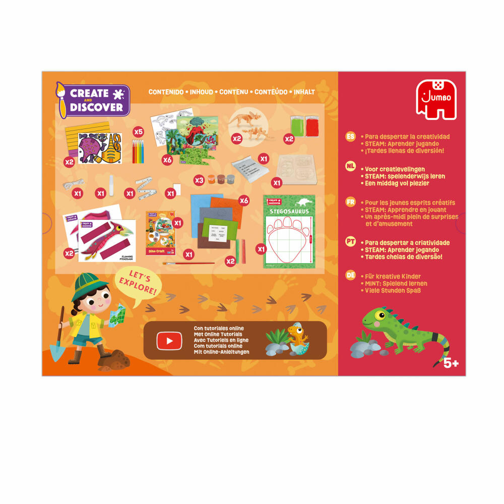 Jumbo Spiele Create & Discover - Dino Craft, Bastelset, Basteln, Bastelbox, Kinder, ab 5 Jahren, 1110100287
