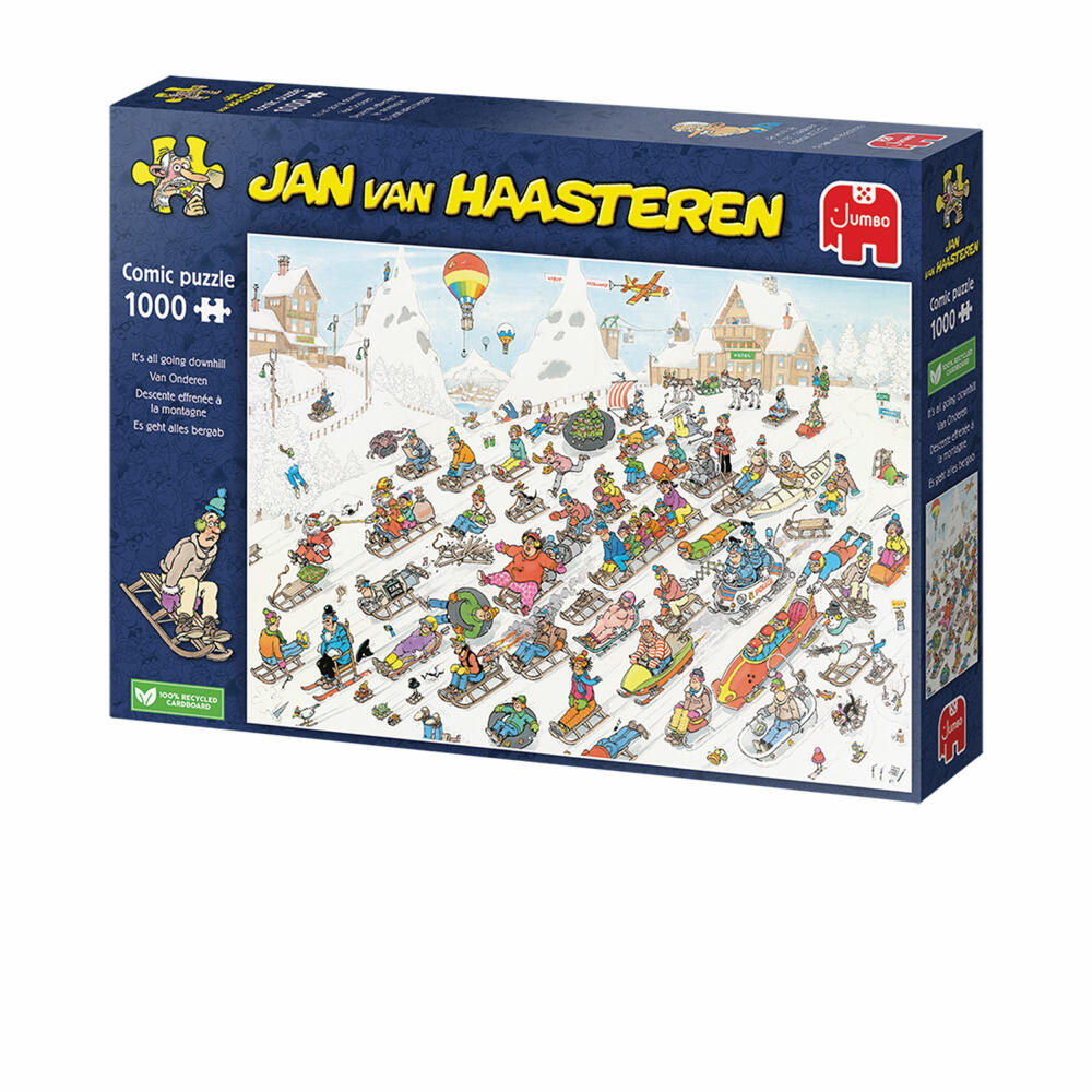 Jumbo Spiele Jan van Haasteren Es geht nur bergab, Comic Puzzle, Erwachsenenpuzzle, 1000 Teile, 1110100025