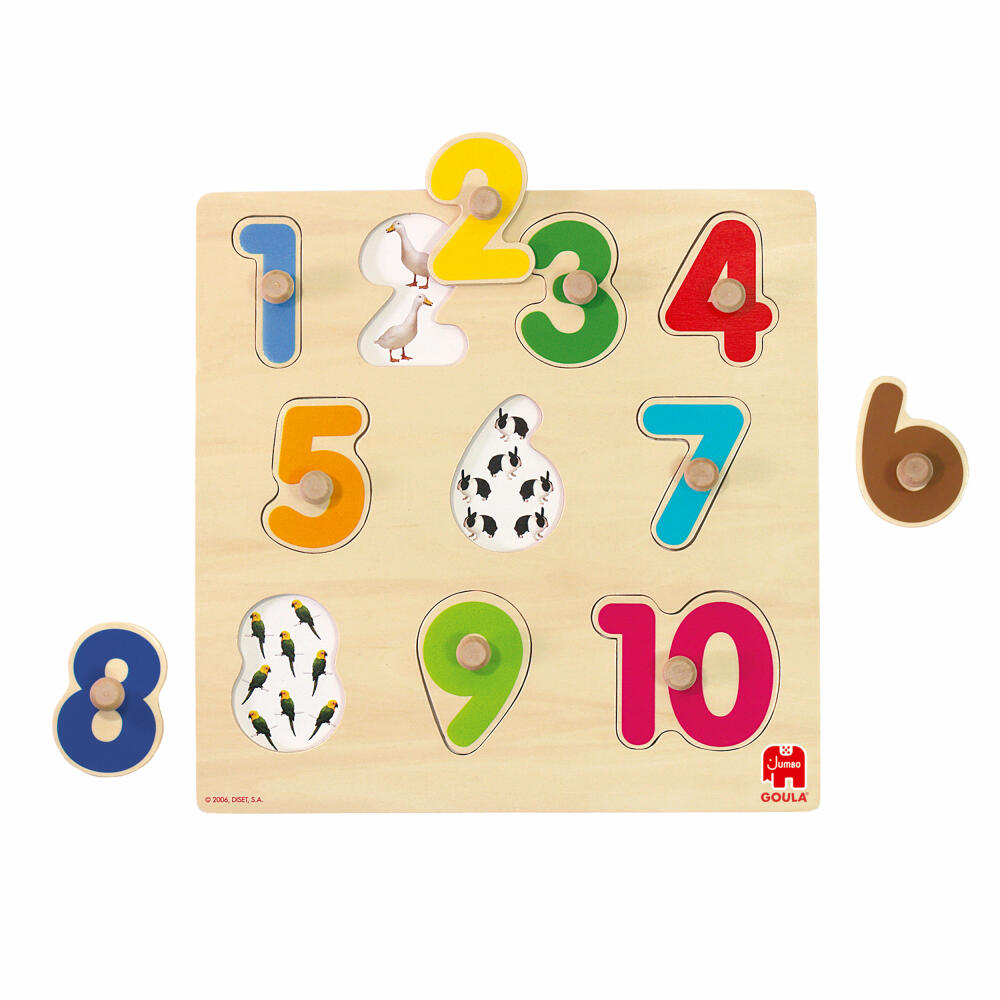 Jumbo Spiele GOULA Zahlenpuzzle, Holzpuzzle, Steckpuzzle, Puzzle, ab 2 Jahren, 53074