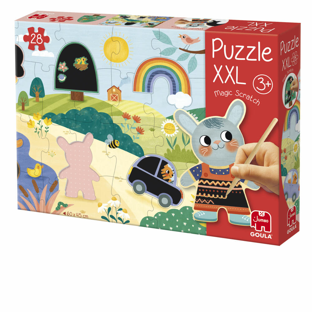 Jumbo Spiele GOULA XXL-Zauber-Kratz-Puzzle, Kinderpuzzle, Kratzbild, Kinder, 28 Teile, ab 3 Jahre, 1110100493