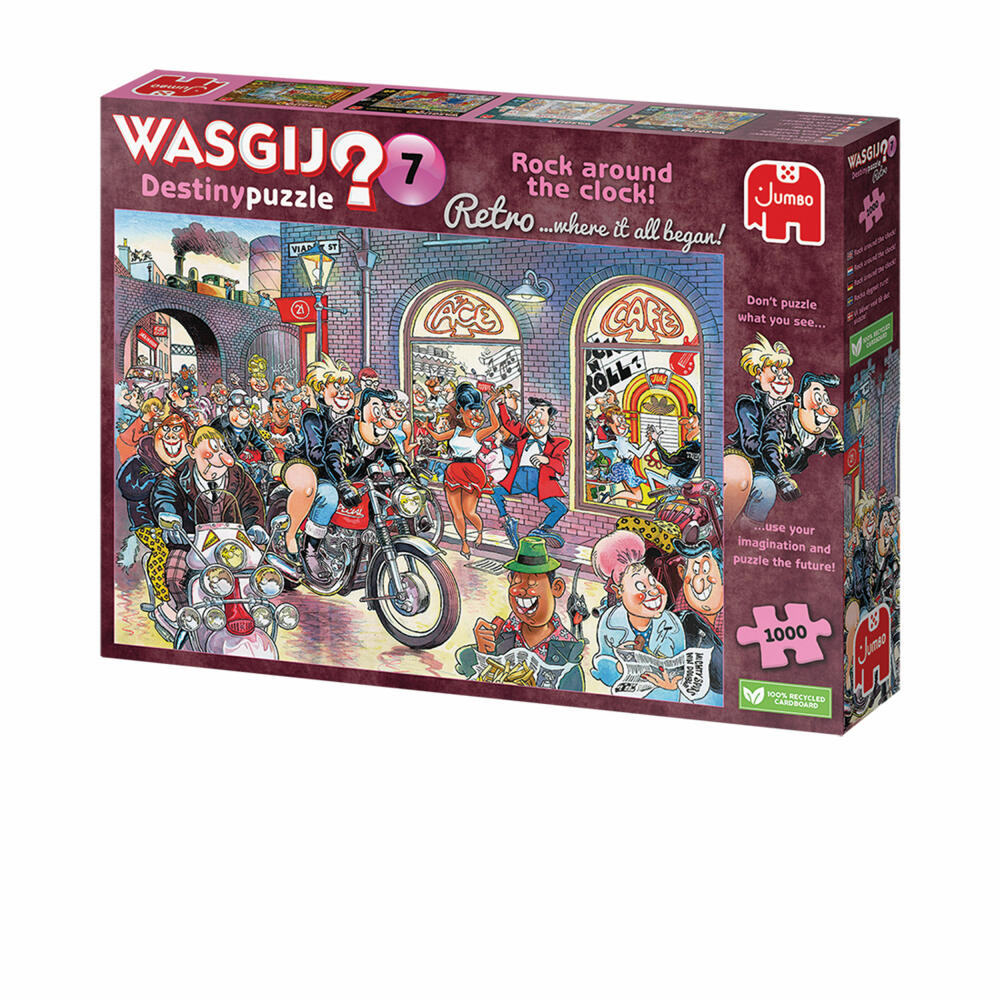 Jumbo Spiele Wasgij Retro Destiny 7 Rock around the Clock!, Puzzle, Erwachsenenpuzzle, 1000 Teile, 1110100017