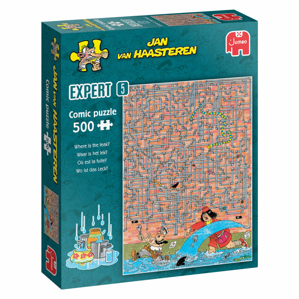 Jumbo Spiele Jan van Haasteren Expert Wo ist das Leck?, Comic Puzzle, Erwachsenenpuzzle, 500 Teile, 1110100031