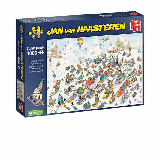 Jumbo Spiele Jan van Haasteren Es geht nur bergab, Comic Puzzle, Erwachsenenpuzzle, 1000 Teile, 1110100025