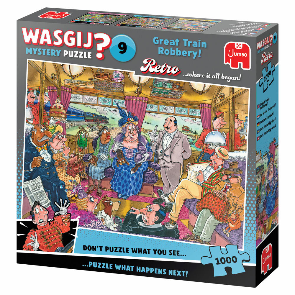Jumbo Spiele Wasgij Retro Mystery 9 Zugüberfall, Puzzle, Erwachsenenpuzzle, 1000 Teile, 1110100504