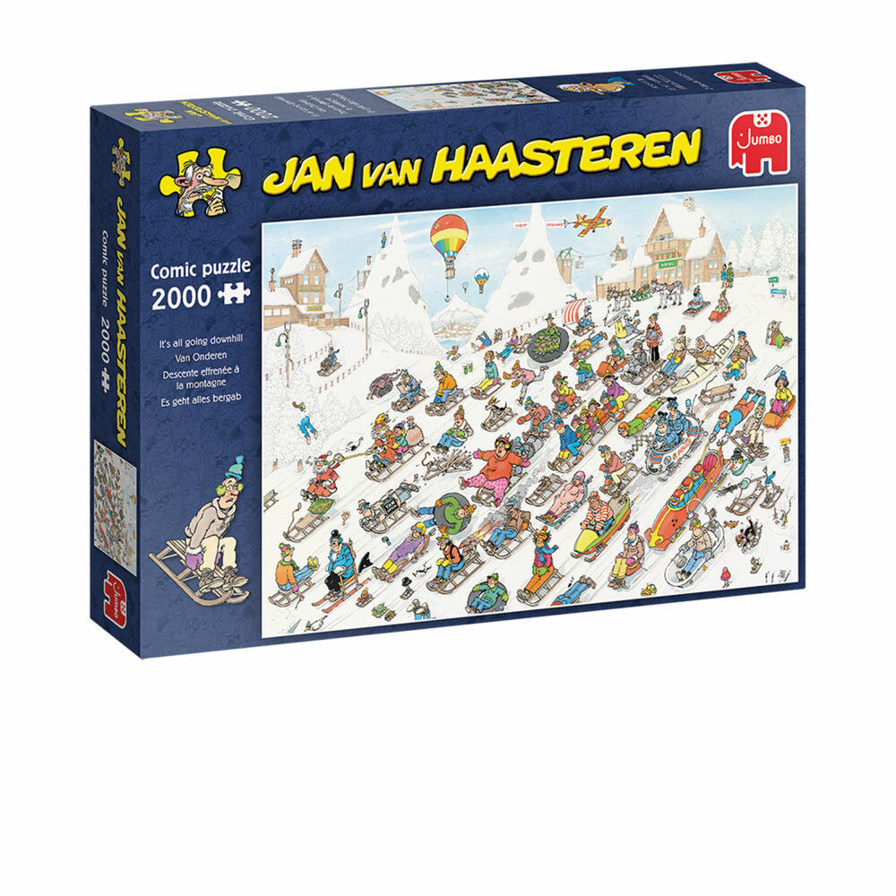 Jumbo Spiele Jan van Haasteren Es geht nur bergab, Comic Puzzle, Erwachsenenpuzzle, 2000 Teile, 1110100026
