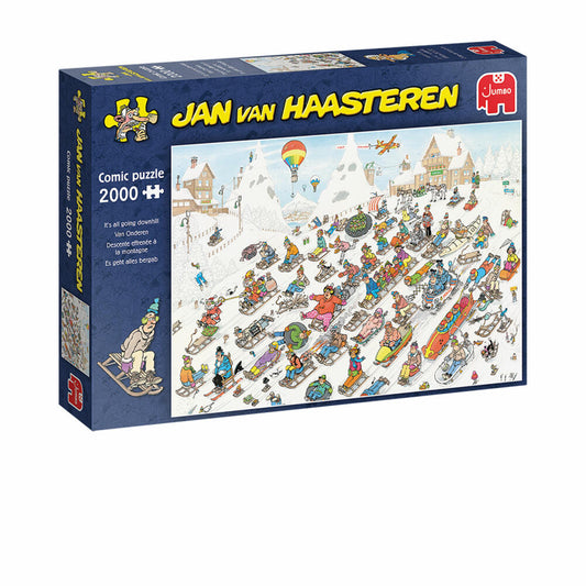 Jumbo Spiele Jan van Haasteren Es geht nur bergab, Comic Puzzle, Erwachsenenpuzzle, 2000 Teile, 1110100026