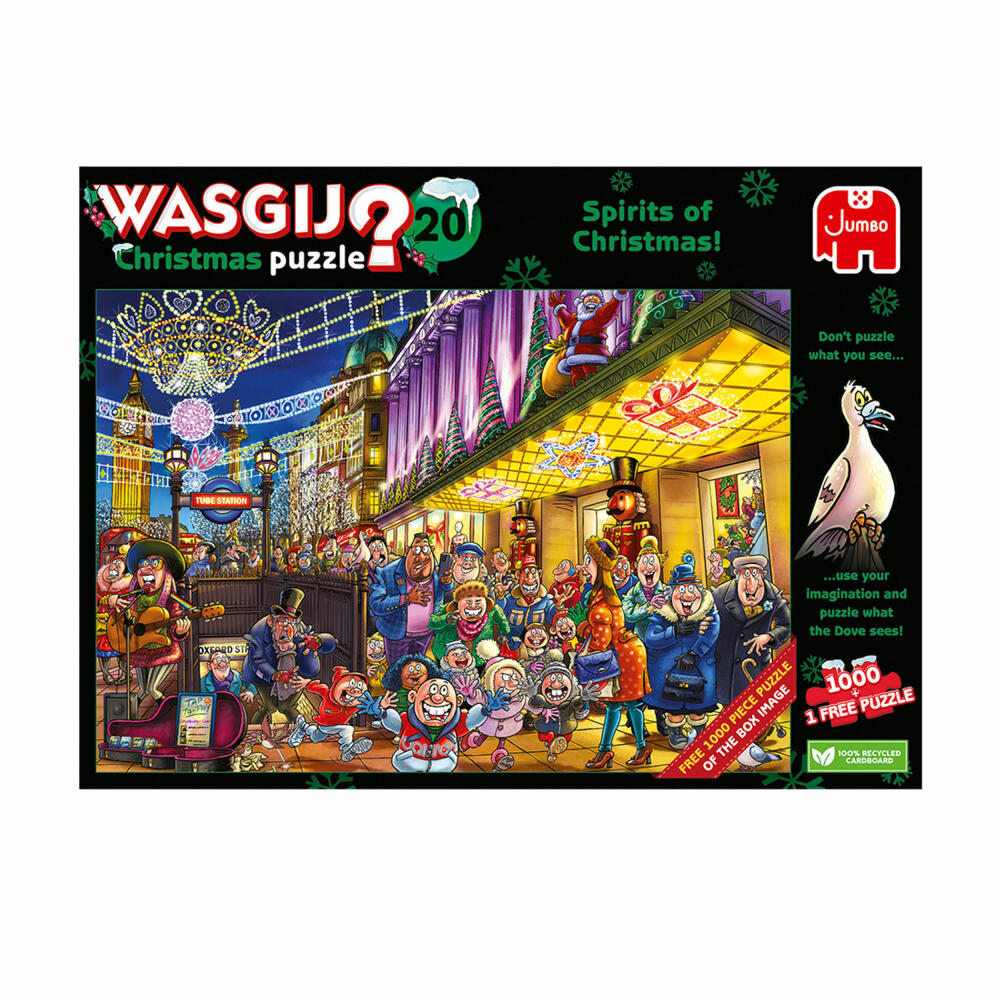 Jumbo Spiele Wasgij Christmas 20 Weihnachtsgeister!, Puzzle, Erwachsenenpuzzle, 2 x 1000 Teile, 1110100334