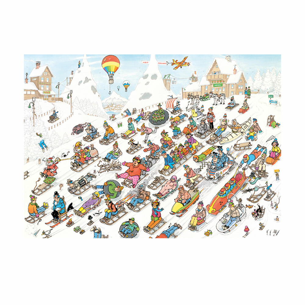 Jumbo Spiele Jan van Haasteren Es geht nur bergab, Comic Puzzle, Erwachsenenpuzzle, 1000 Teile, 1110100025