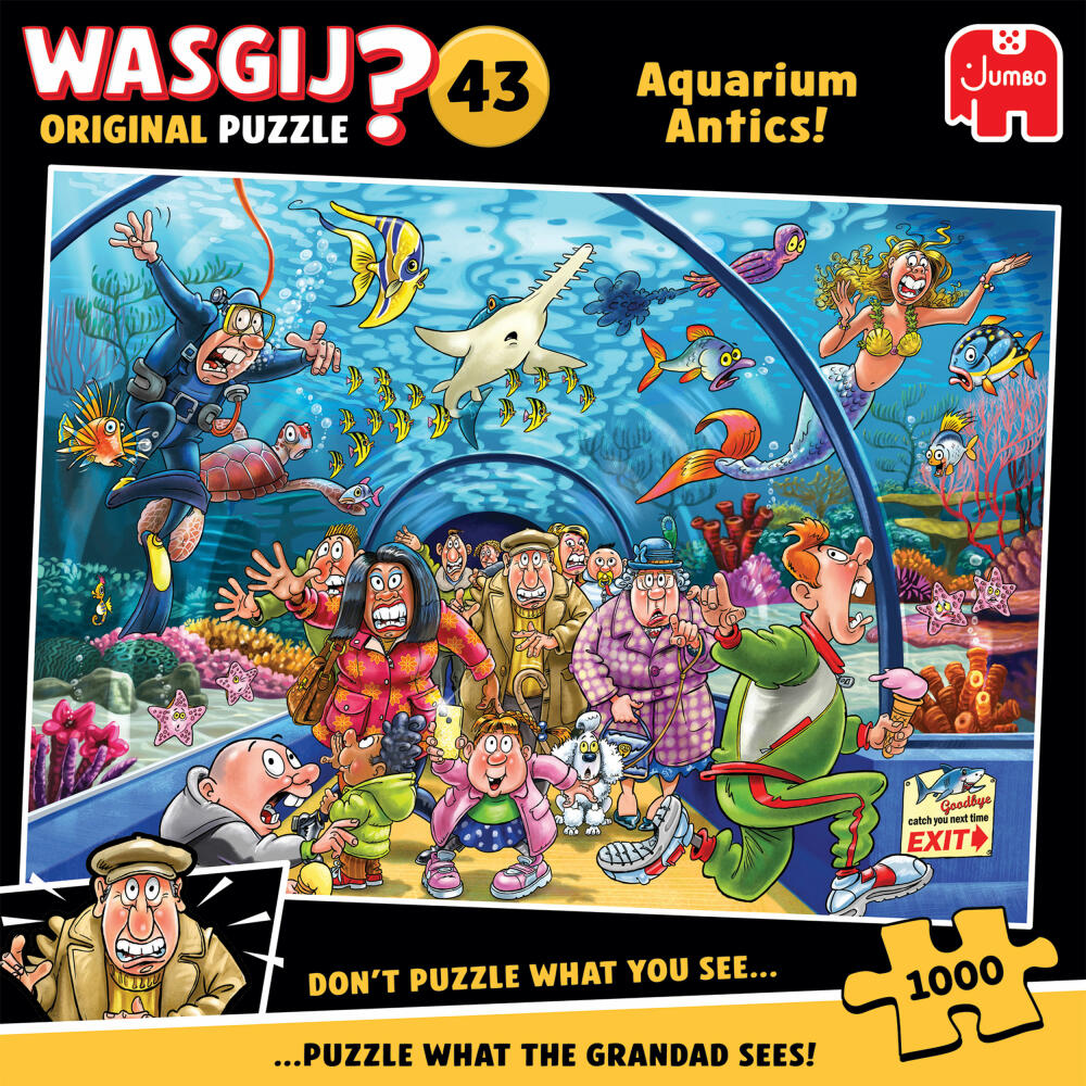 Jumbo Spiele Wasgij Original 43 Wie ein Fisch im Wasser?, Puzzle, Erwachsenenpuzzle, 1000 Teile, 1110100020