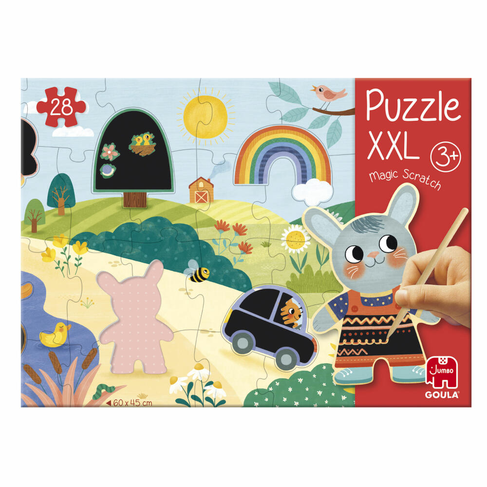 Jumbo Spiele GOULA XXL-Zauber-Kratz-Puzzle, Kinderpuzzle, Kratzbild, Kinder, 28 Teile, ab 3 Jahre, 1110100493