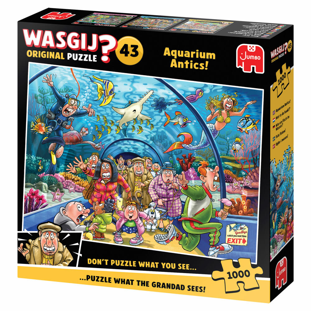 Jumbo Spiele Wasgij Original 43 Wie ein Fisch im Wasser?, Puzzle, Erwachsenenpuzzle, 1000 Teile, 1110100020