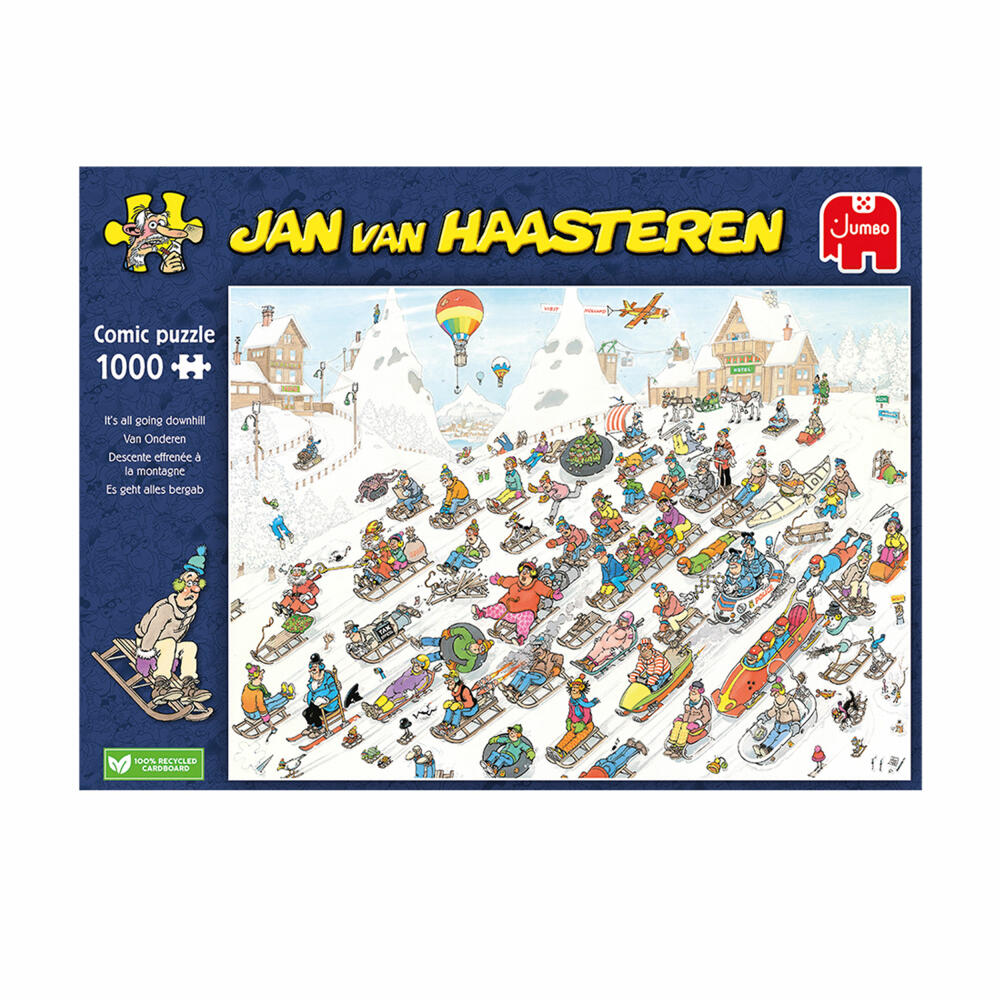 Jumbo Spiele Jan van Haasteren Es geht nur bergab, Comic Puzzle, Erwachsenenpuzzle, 1000 Teile, 1110100025