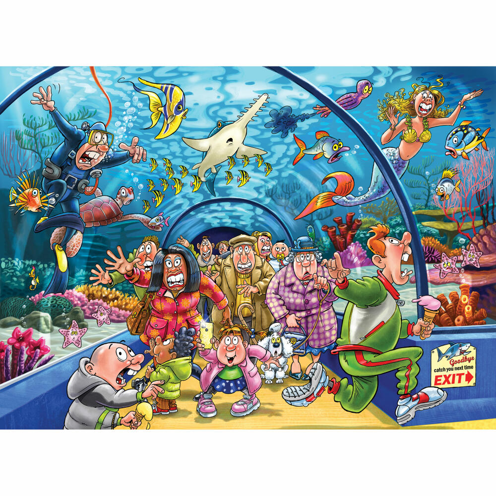 Jumbo Spiele Wasgij Original 43 Wie ein Fisch im Wasser?, Puzzle, Erwachsenenpuzzle, 1000 Teile, 1110100020