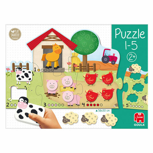 Jumbo Spiele GOULA Puzzle 1-5, Kinderpuzzle, Holzpuzzle, Legespiel, Kinder, Zahlen lernen, 53438