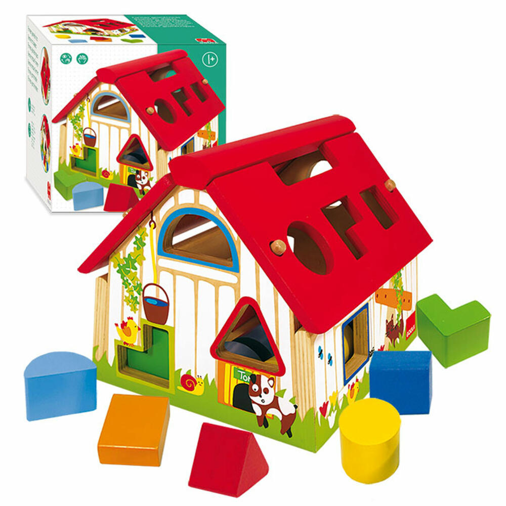 Jumbo Games GOULA Farm geometric shapes, plug-in game, matching game, wooden toy, 55220