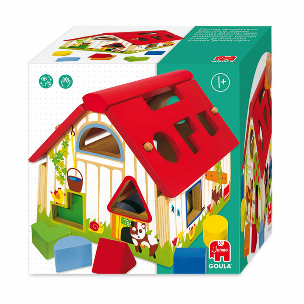 Jumbo Games GOULA Farm geometric shapes, plug-in game, matching game, wooden toy, 55220
