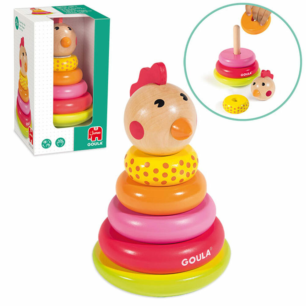 Jumbo Games GOULA Stacking Chicken, Stacking Toy, Stacking Game, Children's Toy, Stacking Tower, Wood, 53457
