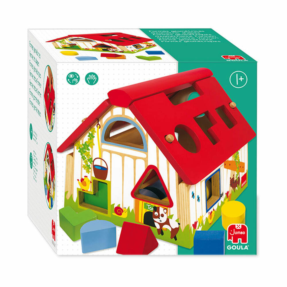 Jumbo Games GOULA Farm geometric shapes, plug-in game, matching game, wooden toy, 55220