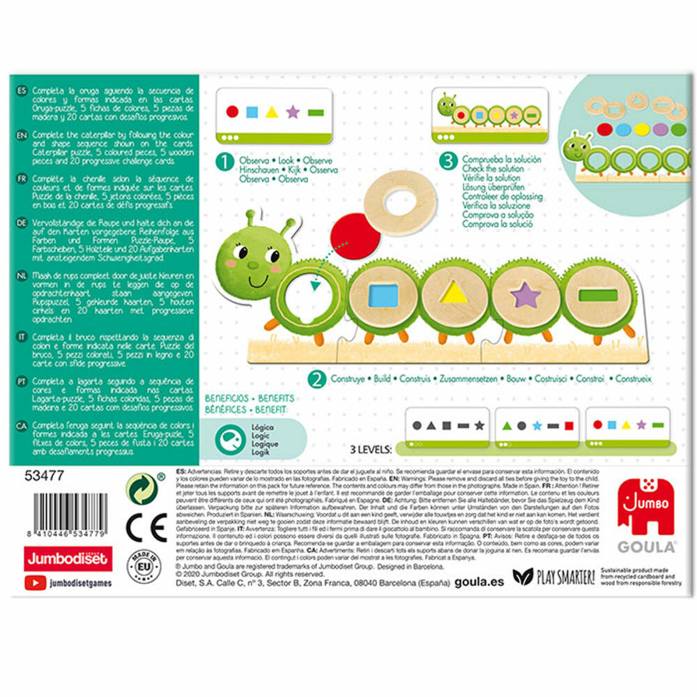 Jumbo Games GOULA Caterpillar, Learning Colors and Shapes, Educational Game, Children's Game, Children's Toy, 53477