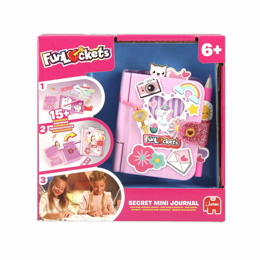Jumbo Spiele Funlockets Geheimes Mini-Tagebuch, mit Schloss, Notizbuch, Kinder, ab 6 Jahren, S22250FR1
