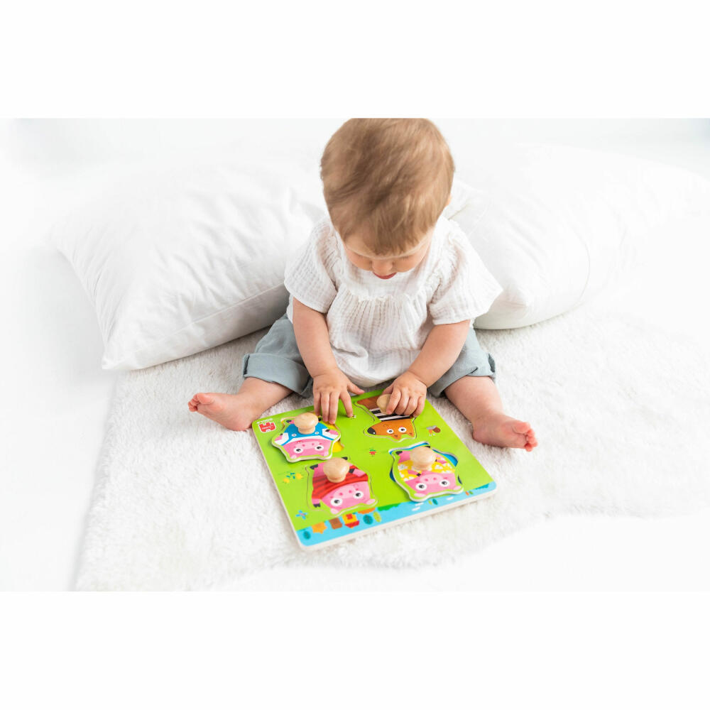 Jumbo Spiele GOULA Die 3 kleinen Schweinchen Puzzle, Holzpuzzle, Steckpuzzle, ab 12 Monaten, 59452