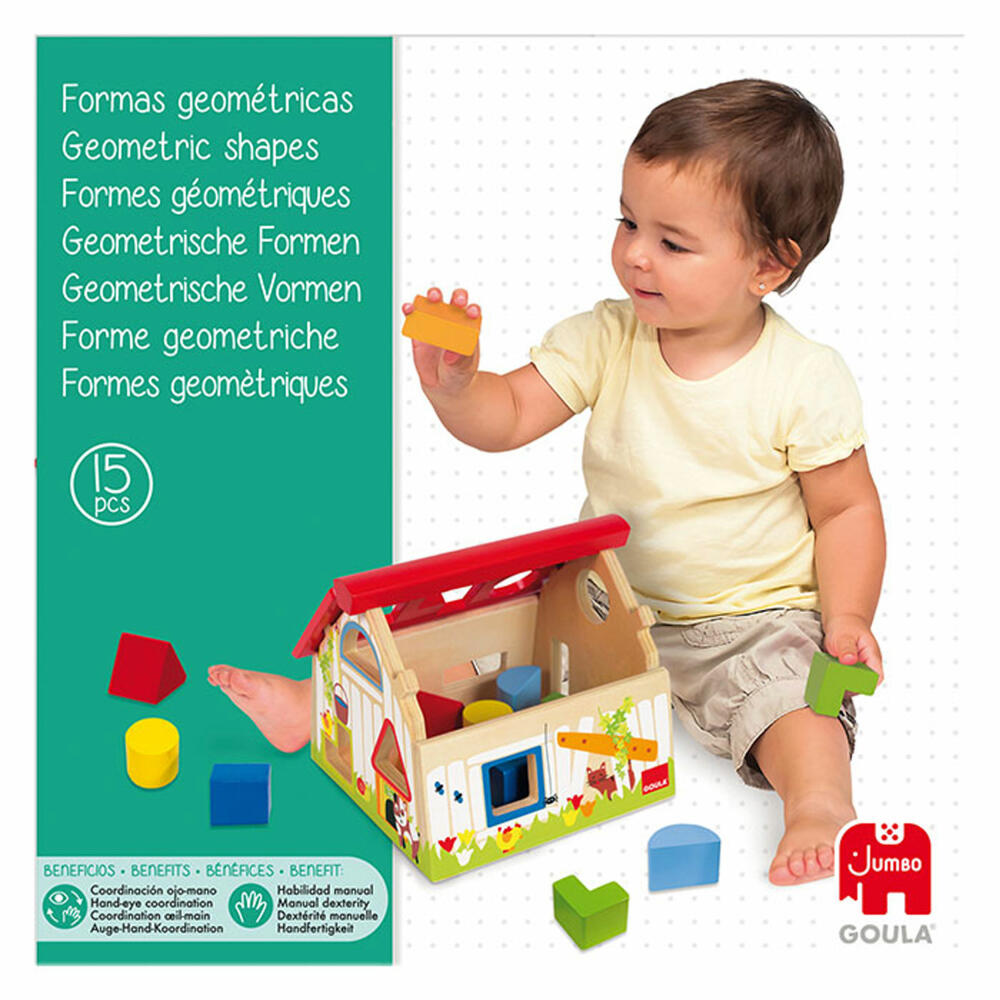 Jumbo Games GOULA Farm geometric shapes, plug-in game, matching game, wooden toy, 55220