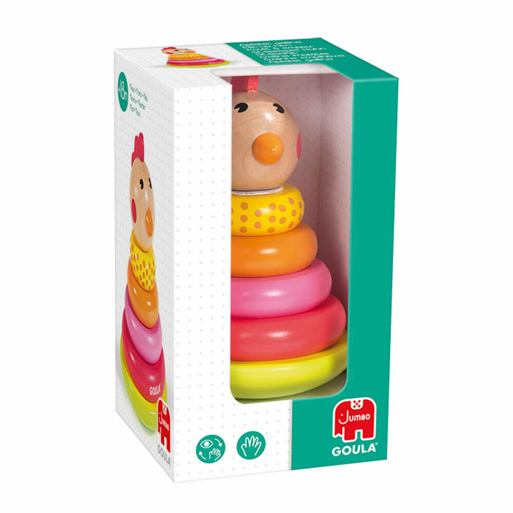 Jumbo Games GOULA Stacking Chicken, Stacking Toy, Stacking Game, Children's Toy, Stacking Tower, Wood, 53457