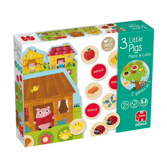 Jumbo Spiele GOULA 3 kleine Schweinchen Memo & Lotto, Memospiel, Kinderspiel, ab 2 Jahren, 59455