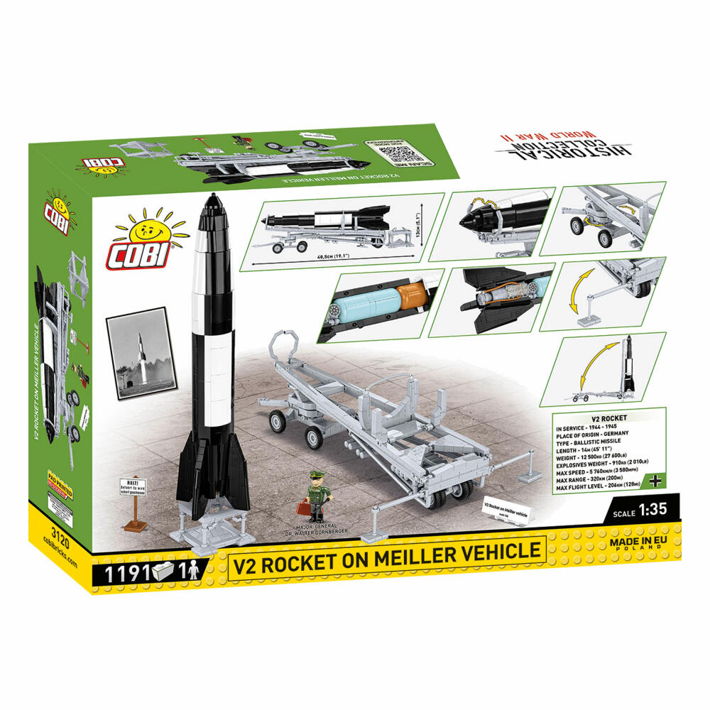 COBI Klemmbausteinset V2 Rakete mit Transporter Executive Edition, WW2, 1210 Teile, 3120