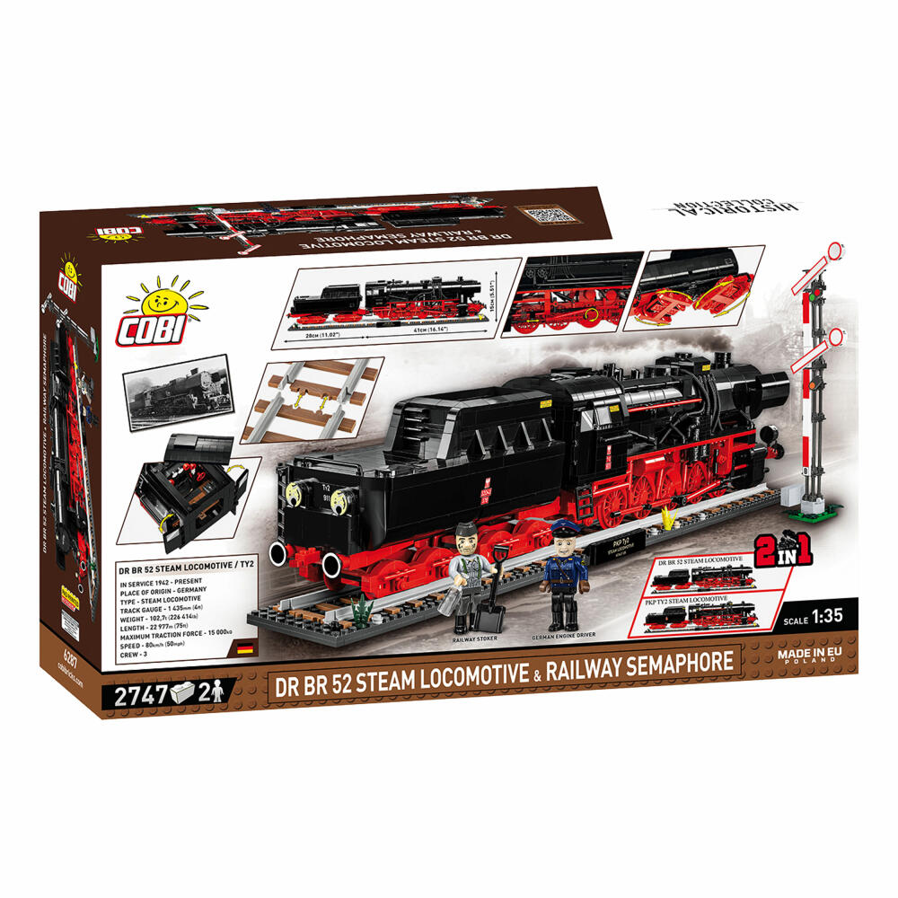 COBI Klemmbausteinset DRB Class 52 Dampflokomotive & Weiche, 2745 Teile, 6287