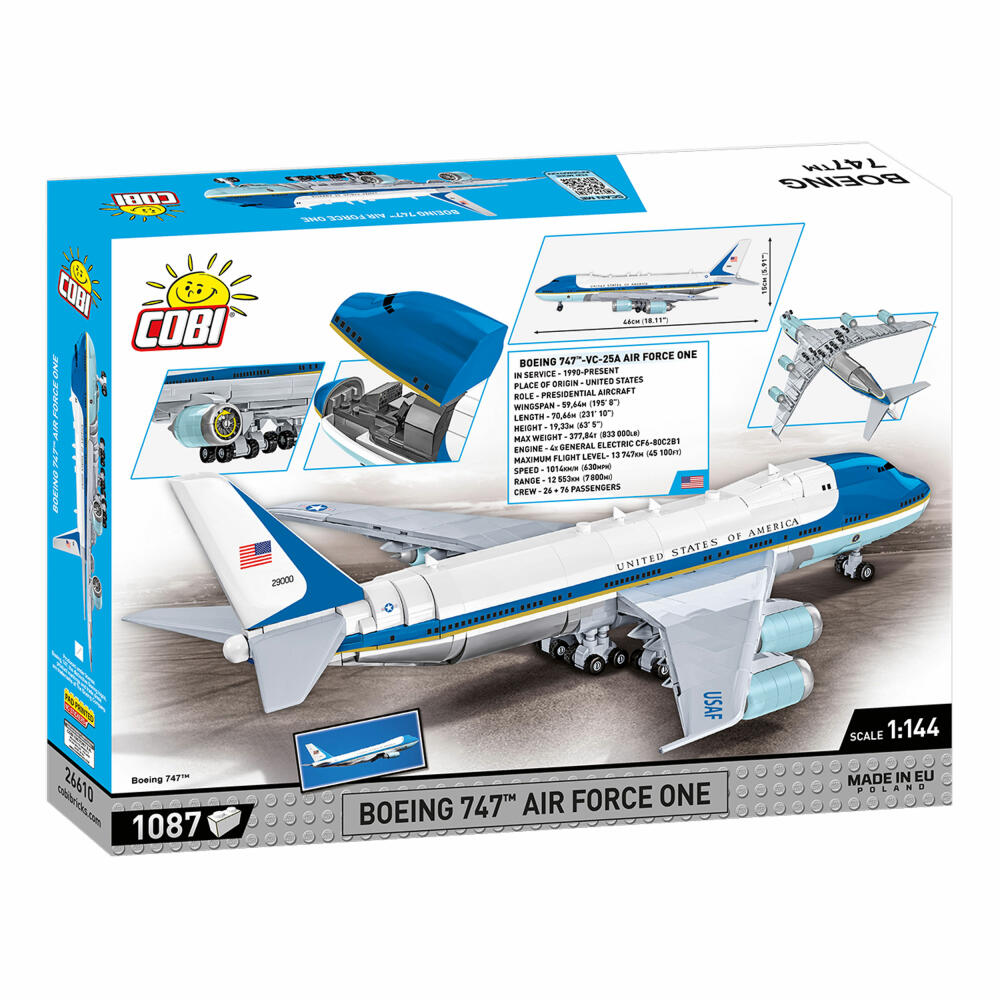 COBI Klemmbausteinset Boeing 747 Air Force One, Flugzeug, 1087 Teile, 26610