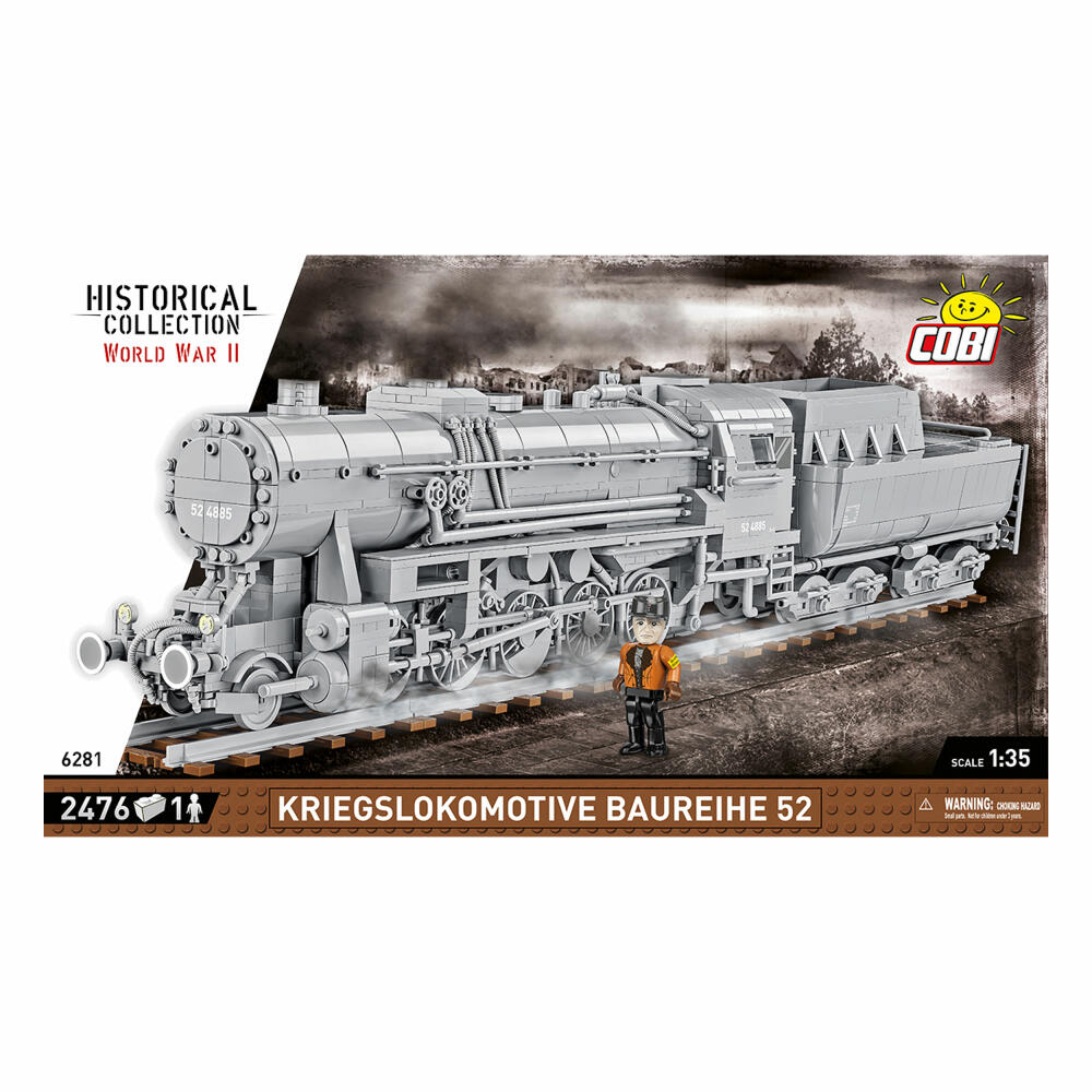 COBI Klemmbausteinset Kriegslokomotive Baureihe 52, WW2 Eisenbahn, 2476 Teile, 6281