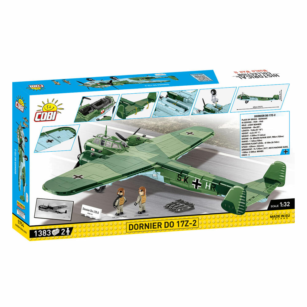 COBI Klemmbausteinset Dornier Do 17 Z-2, WW2 Flugzeug, 1383 Teile, 5754