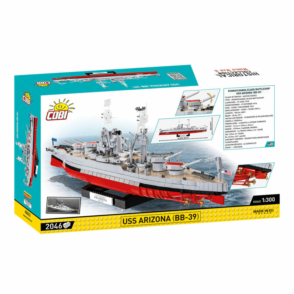 COBI Klemmbausteinset USS Arizona BB-39, WW2 Schlachtschiff, 2046 Teile, 4843