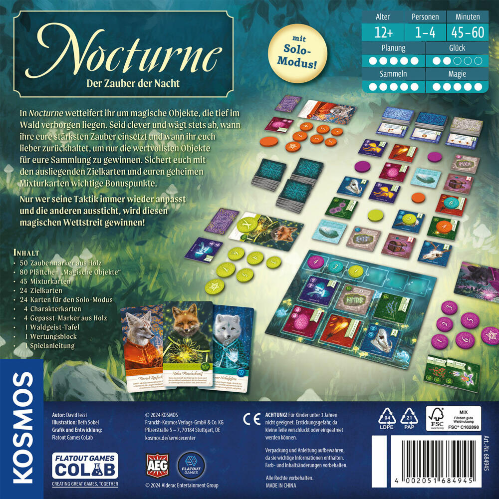 KOSMOS Nocturne Der Zauber der Nacht, Strategiespiel, Gesellschaftsspiel, ab 12 Jahren, 684945
