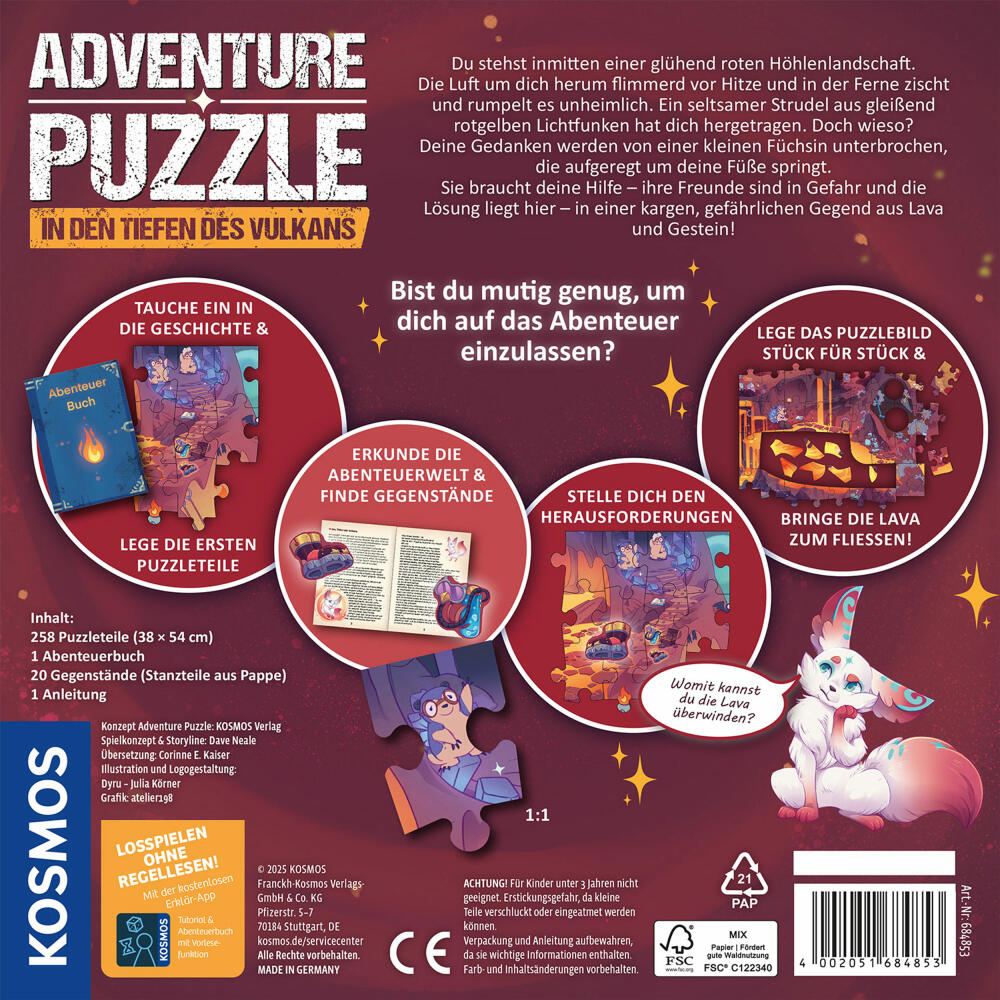 KOSMOS Adventure Puzzle In den Tiefen des Vulkans, Point & Click-Spiel, Abenteuerspiel, ab 8 Jahren, 684853