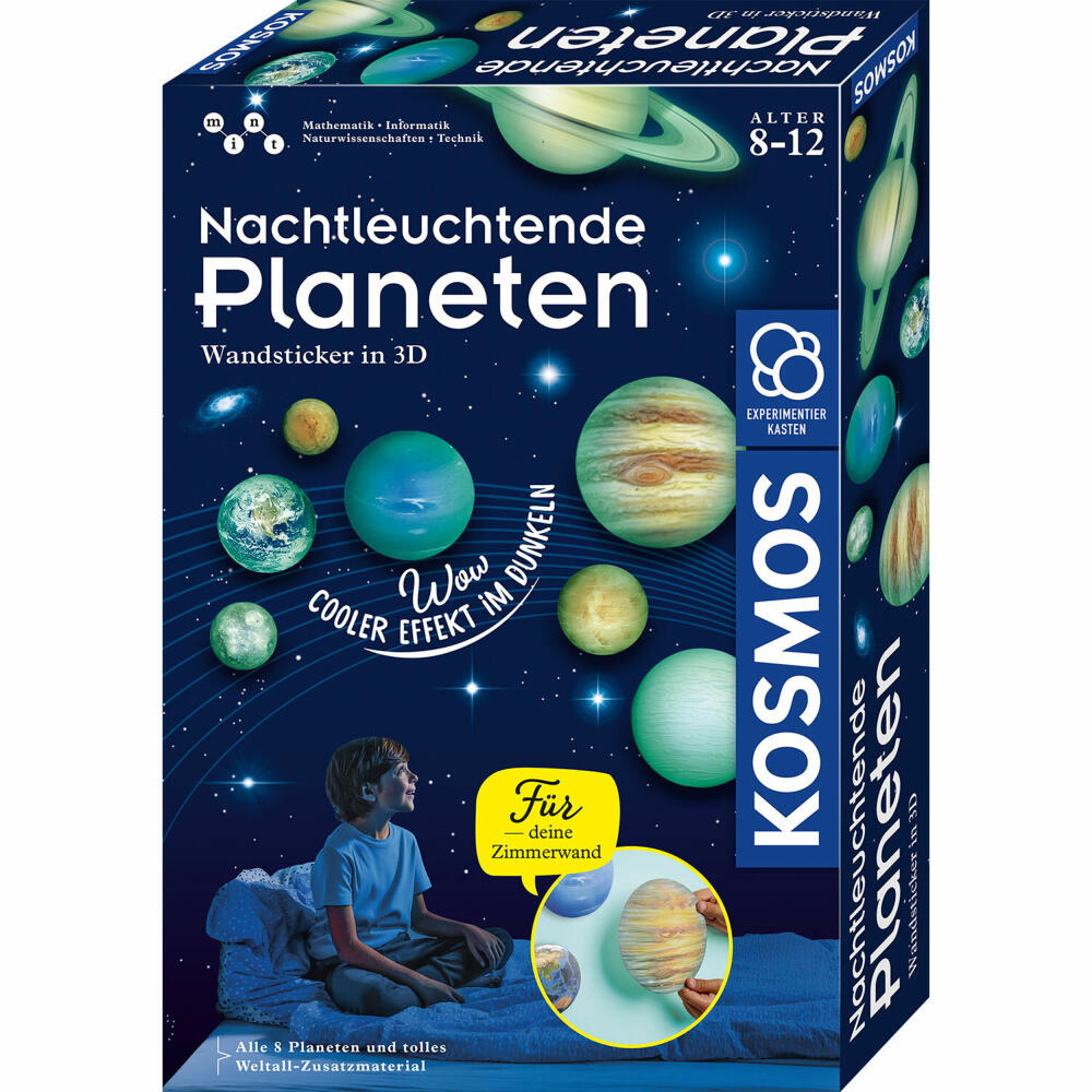 KOSMOS Nachtleuchtende Planeten, Experimentierkasten, Wandsticker, Sticker, ab 6 Jahren, 654269