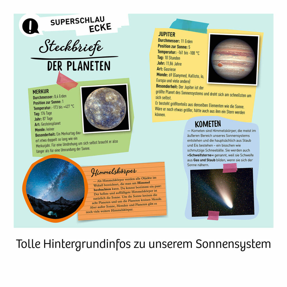 KOSMOS Nachtleuchtende Planeten, Experimentierkasten, Wandsticker, Sticker, ab 6 Jahren, 654269