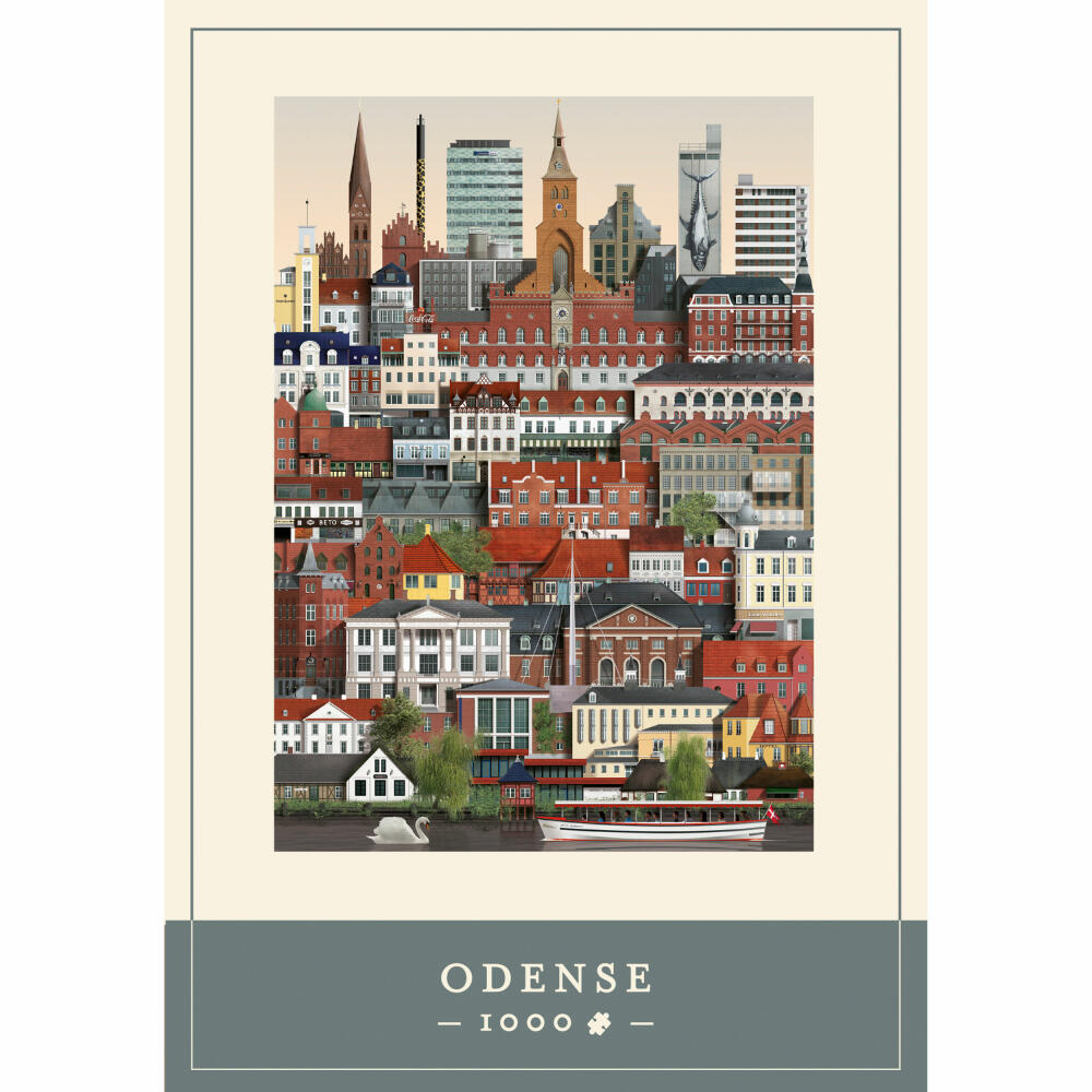 Martin Schwartz Puzzle Odense, Städtepuzzle Dänemark, 50 x 70 cm, 1000 Teile, MS0609
