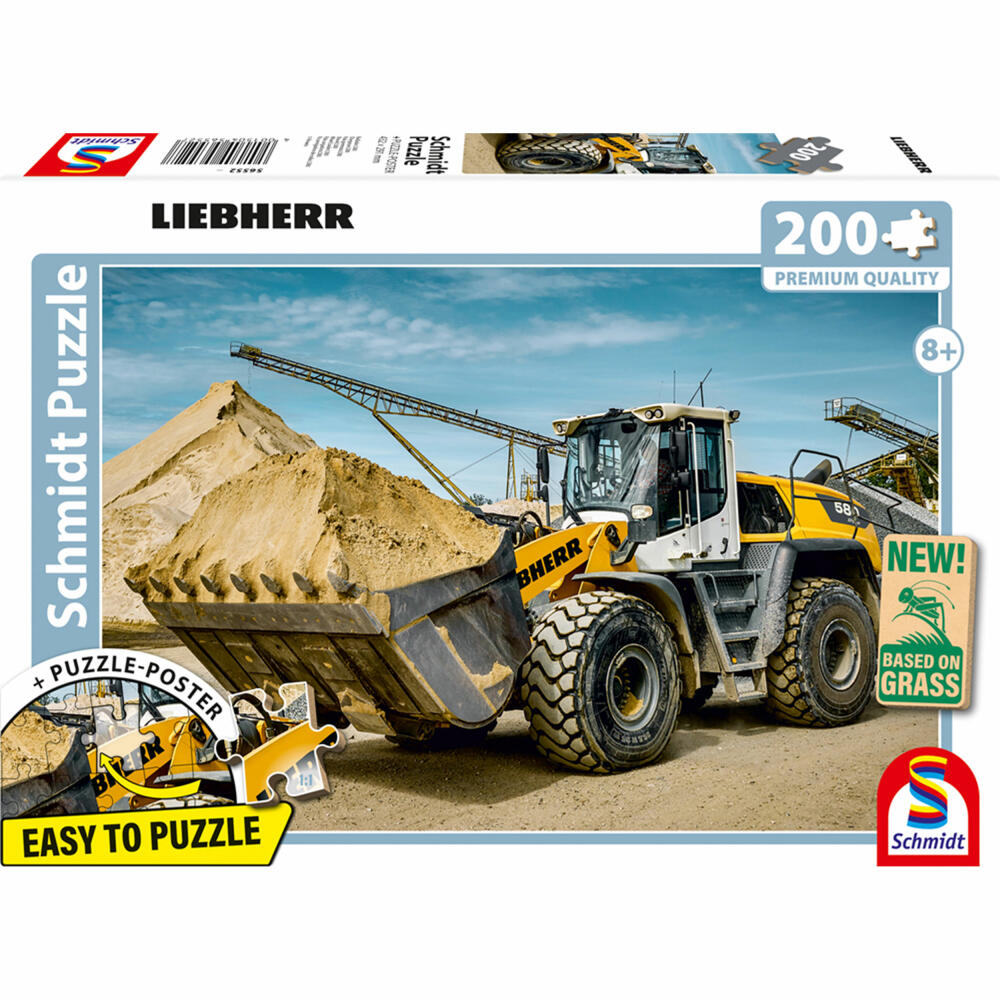 Schmidt Spiele Liebherr Radlader L580, Puzzle, Kinderpuzzle, 200 Teile, ab 8 Jahren, 56552