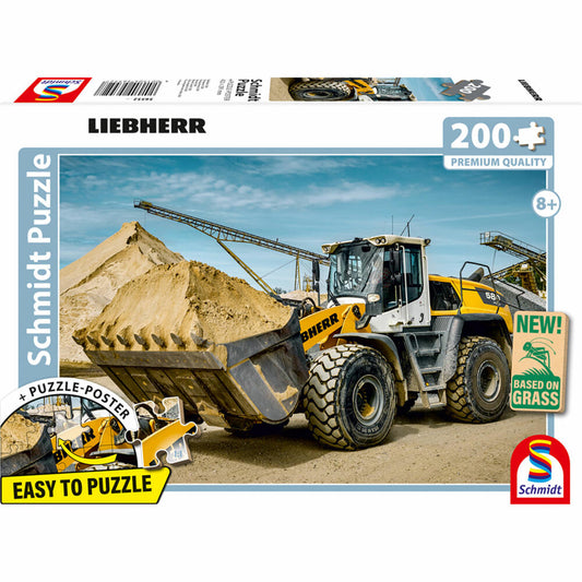 Schmidt Spiele Liebherr Radlader L580, Puzzle, Kinderpuzzle, 200 Teile, ab 8 Jahren, 56552