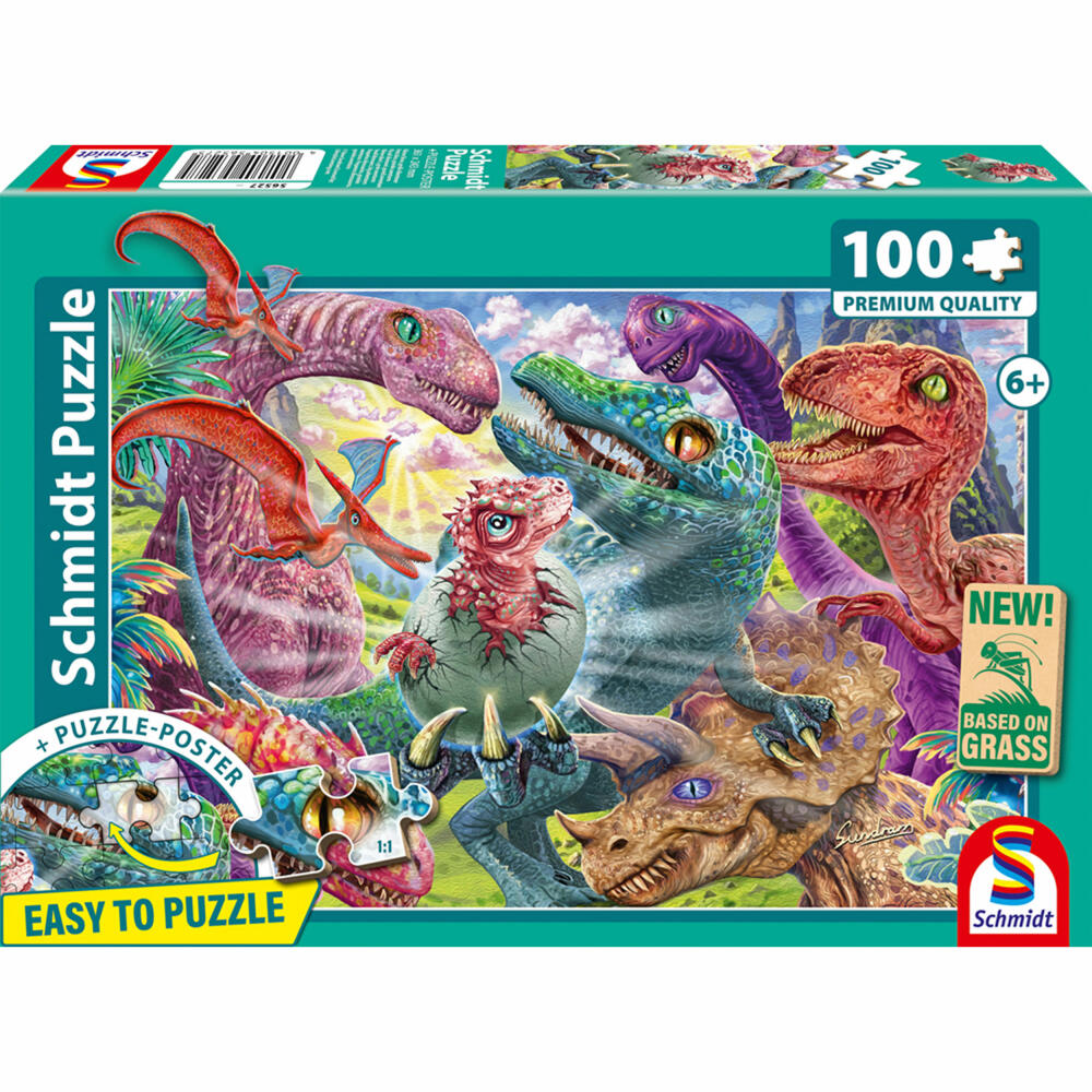Schmidt Spiele Kleine Dinos große Abenteuer, Puzzle, Kinderpuzzle, 100 Teile, ab 6 Jahren, 56527