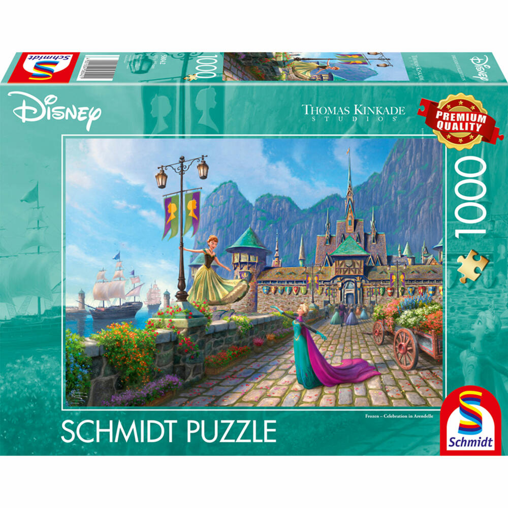 Schmidt Spiele Disne, Frozen Celebrating in Arendelle, Thomas Kinkade, Puzzle, Erwachsenenpuzzle, 1000 Teile, 58042