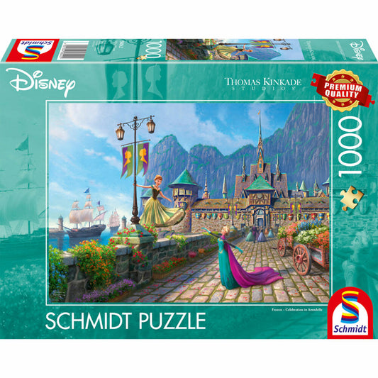 Schmidt Spiele Disne, Frozen Celebrating in Arendelle, Thomas Kinkade, Puzzle, Erwachsenenpuzzle, 1000 Teile, 58042