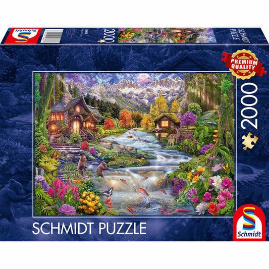 Schmidt Spiele Flussidyll in den Bergen, Puzzle, Erwachsenenpuzzle, Standard, 2000 Teile, 58868