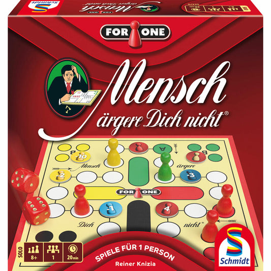 Schmidt Spiele For One Mensch ärgere Dich nicht, 1 Personen Spiel, Brettspiel, ab 8 Jahren, 49470